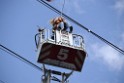 Koelner Seilbahn Gondel blieb haengen Koeln Linksrheinisch P266